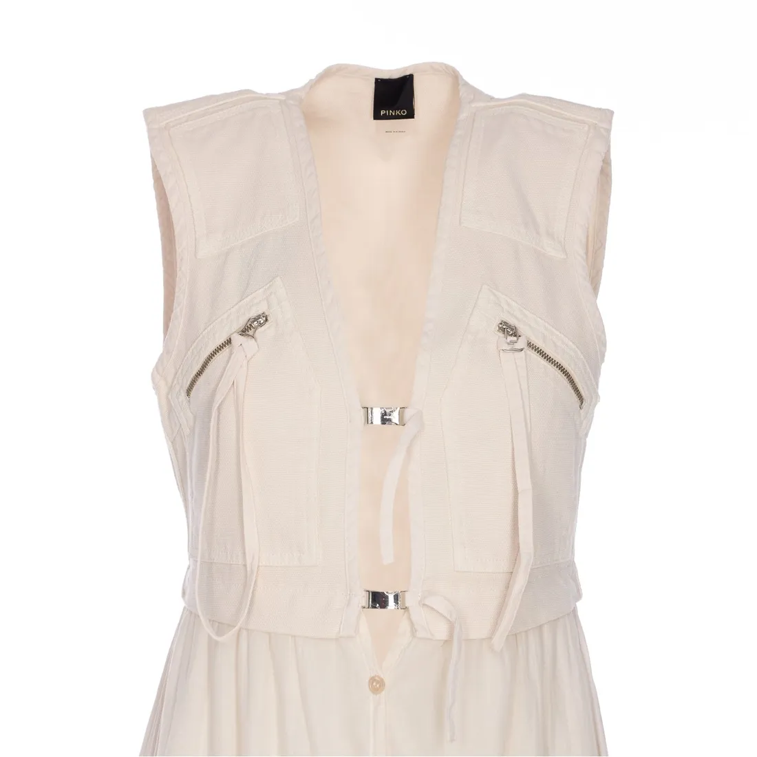 オールインワン・サロペット Pinko ANDRES LONG COTTON DRESS WITH UTILITY SLEEVELESS VEST Long cotton dress with utility-style vest PINKO → Shop Online