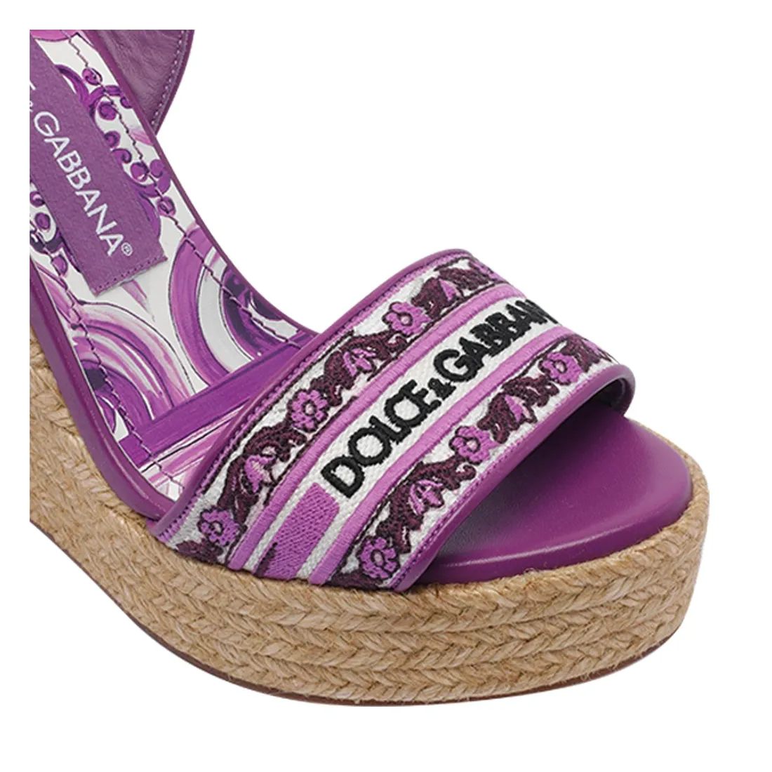 EMBROIDERY MAIOLICA  PATTERN WEDGED SANDALS - immagine 2