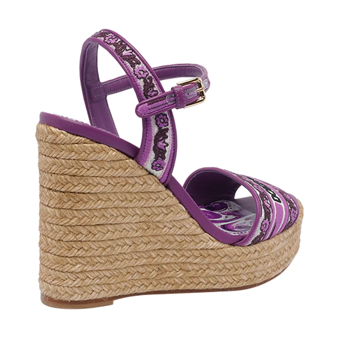 EMBROIDERY MAIOLICA  PATTERN WEDGED SANDALS - immagine 4