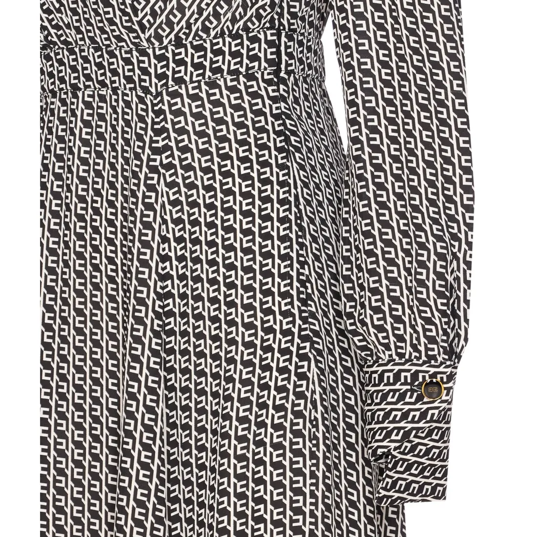 ワンピース ELISABETTA FRANCHI ETTE DRESS WITH GEOMETRIC PRINT Dress Burro/nero Elisabetta Franchi - Le Follie Shop