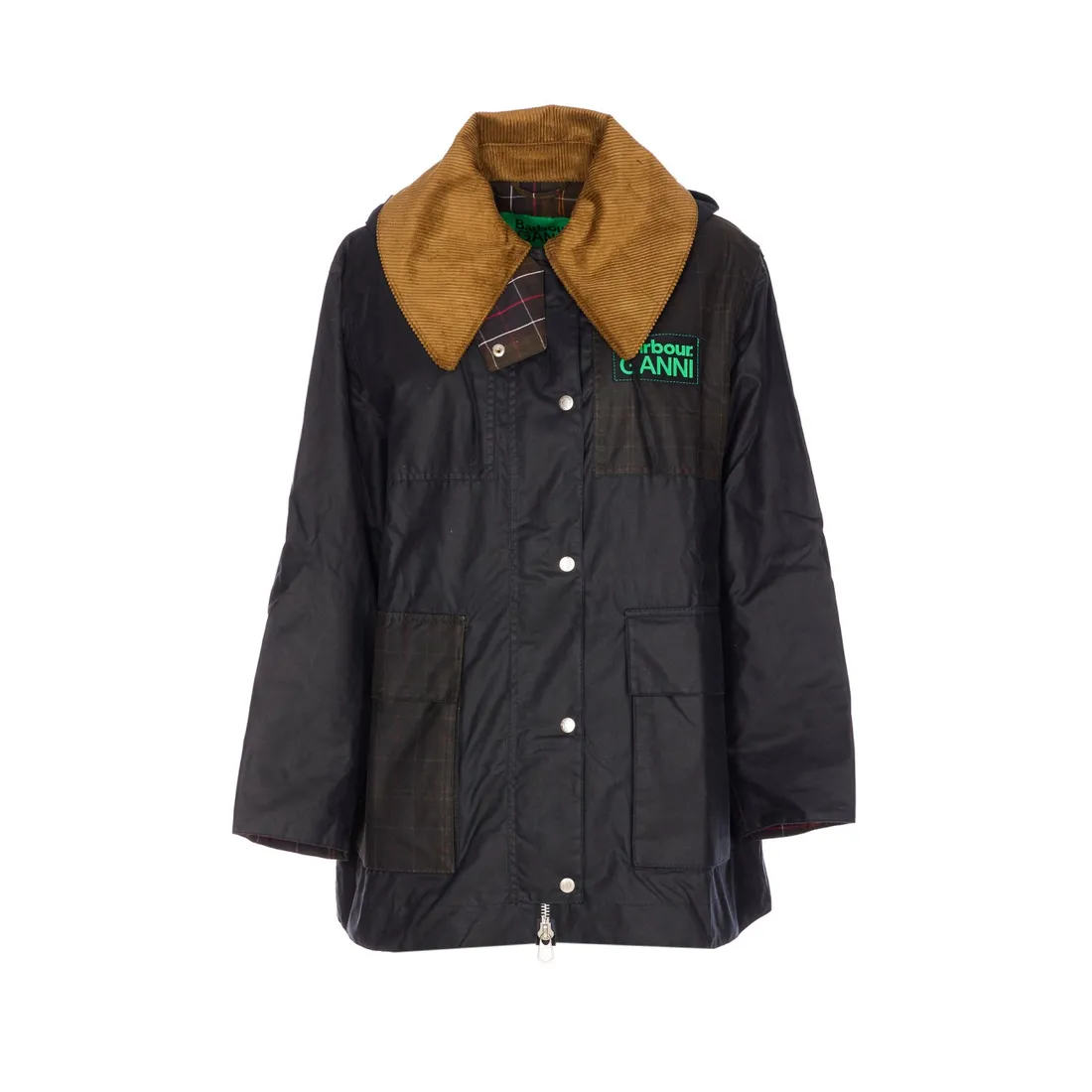 HOODED TARTAN DUFFLE WAX JACKET - immagine 1