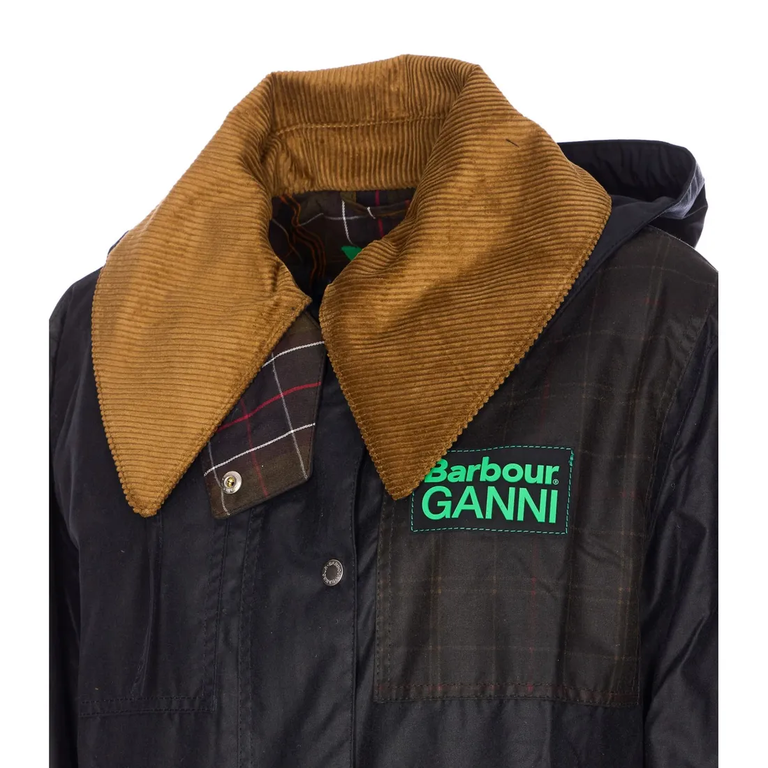 HOODED TARTAN DUFFLE WAX JACKET - immagine 2