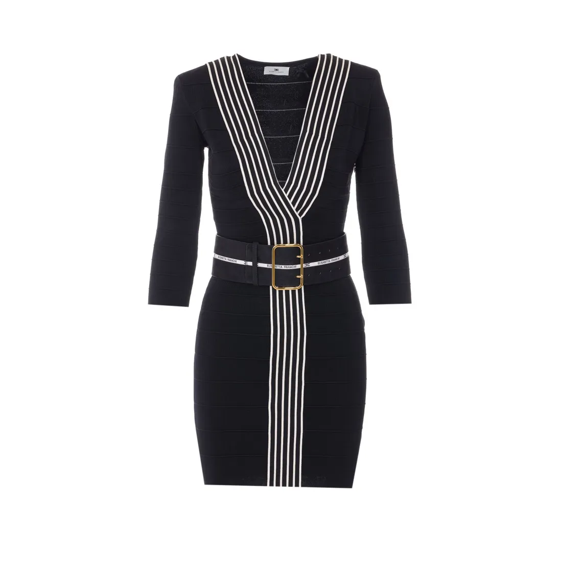 KNITTED DRESS WITH STRIPED BAND - immagine 1