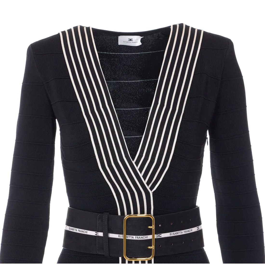 KNITTED DRESS WITH STRIPED BAND - immagine 4