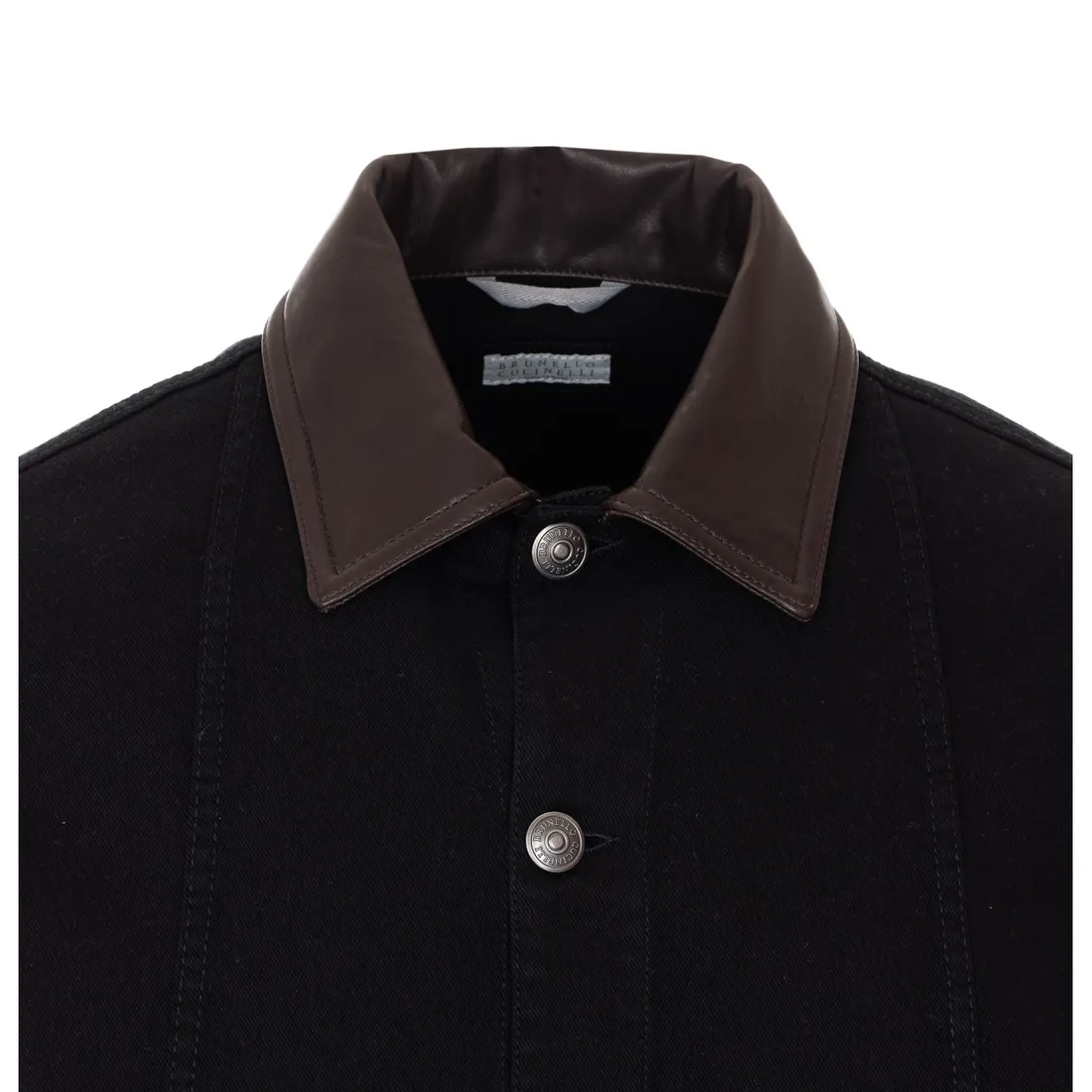 LIGHT DENIM JACKET WITH LEATHER COLLAR - immagine 4