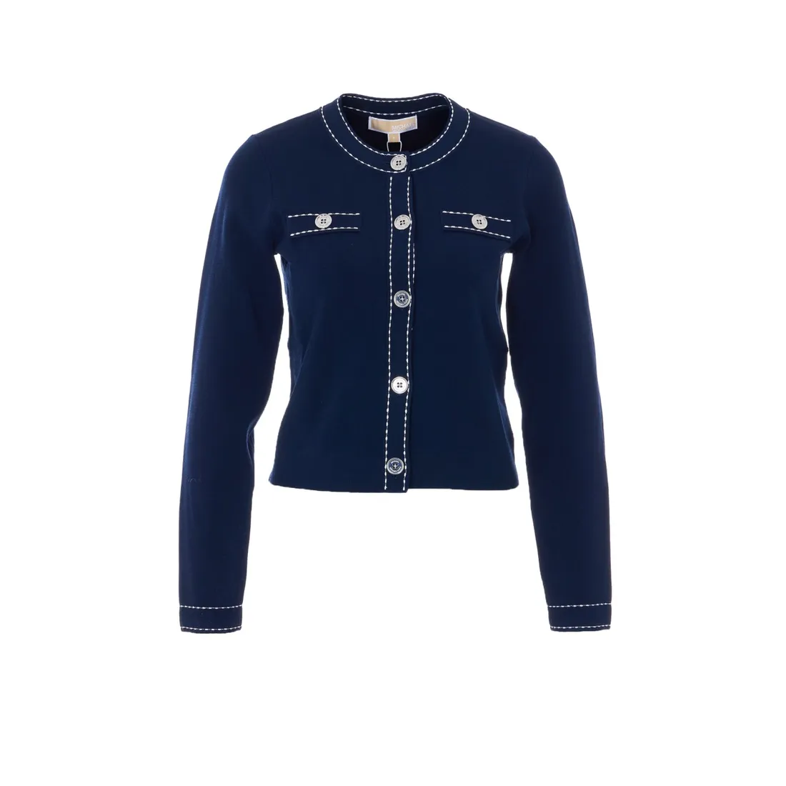 KNITTED STRETCH CARDIGAN WITH CONTRASTING PROFILES MR661EW33D/409