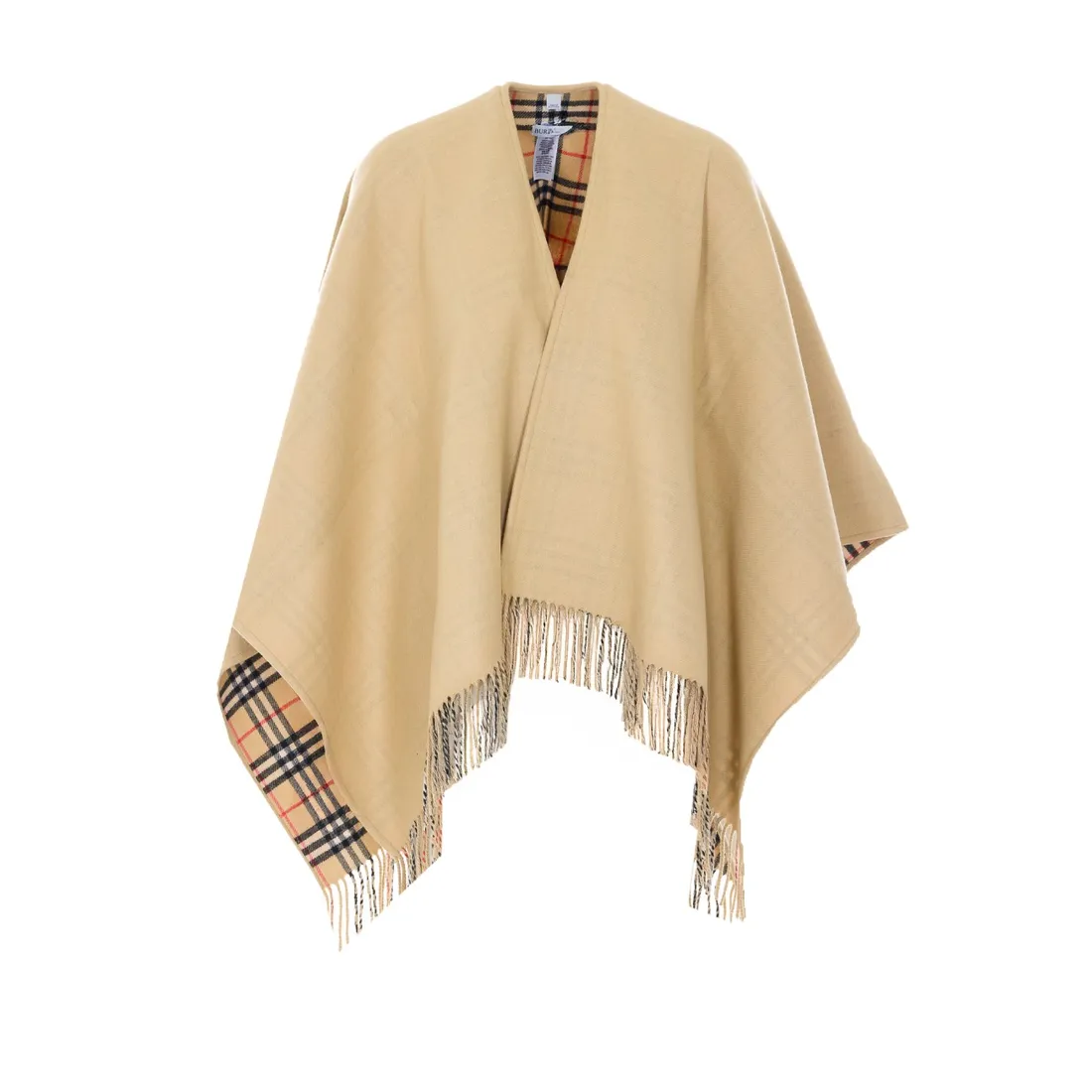 REVERSIBLE CHECK WOOL CAPE - immagine 1