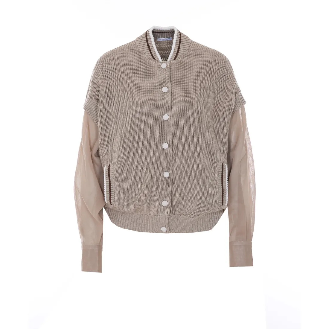 ENGLISH COSTA COTTON CARDIGAN WITH ORGANZA SLEEVE - immagine 1