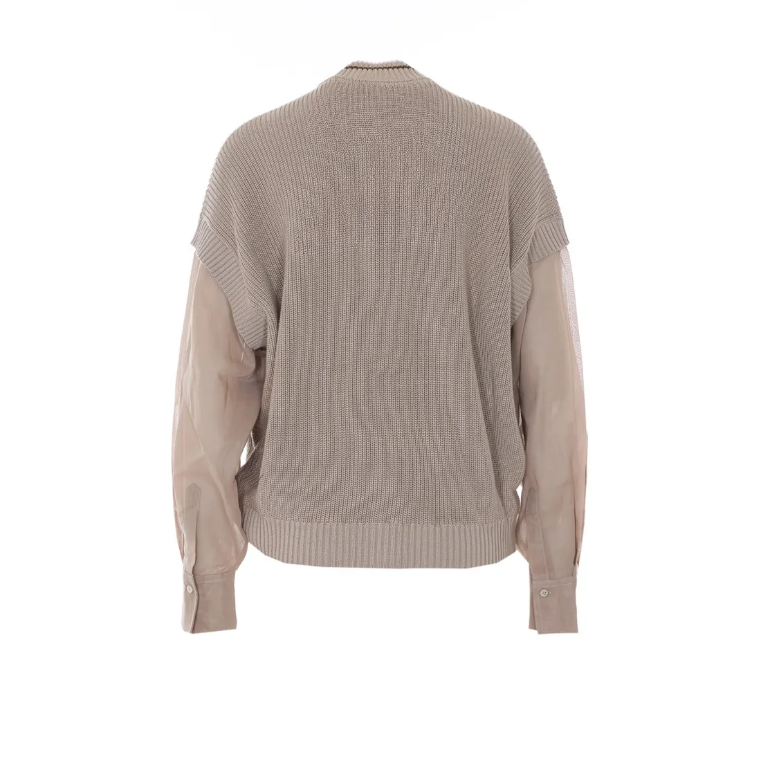 ENGLISH COSTA COTTON CARDIGAN WITH ORGANZA SLEEVE - immagine 2