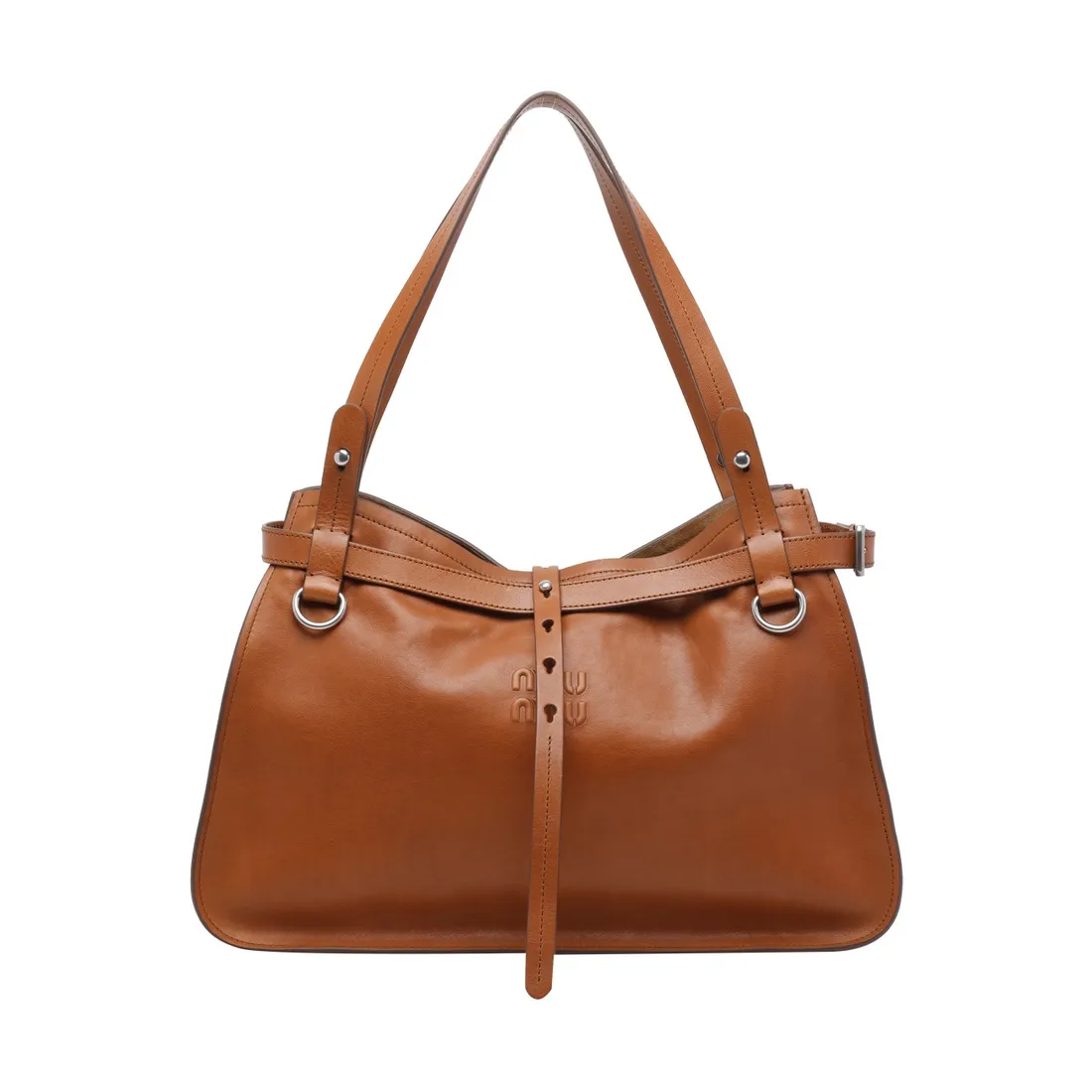 MIU MIU LOGO LEATHER SHOULDER BAG 5BG340/2IERF0046 | Bruna Rosso