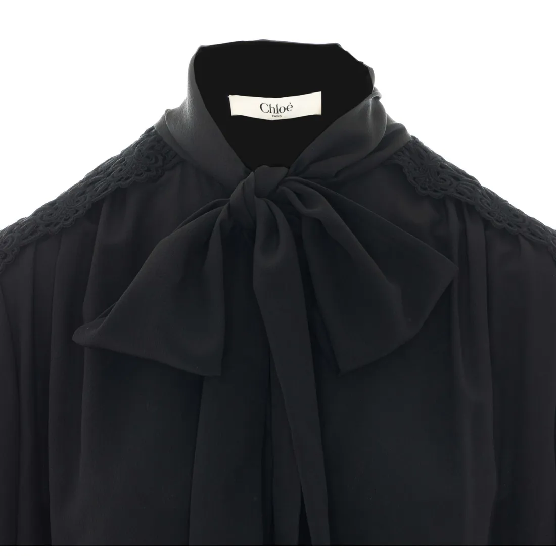 MAXI GATHERED LAVALLIÈRE BLOUSE IN CRÊPE DE CHINE - immagine 4