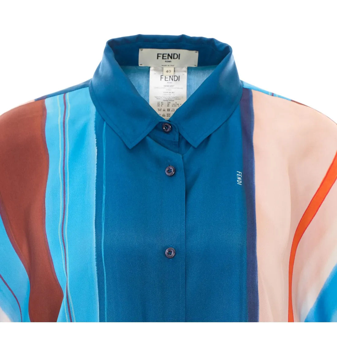 FENDI LOGO SHIRT WITH VENETIAN STRIPES MOTIF - immagine 4