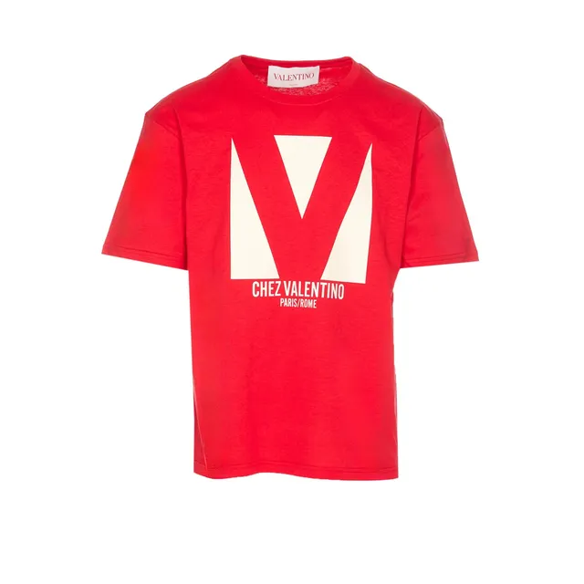Tシャツ・カットソー CHEZ VALENTINO PRINT LOGO LONG SLEEVES T-SHIRT Long-sleeved Cotton T-shirt With Chez Valentino Print for