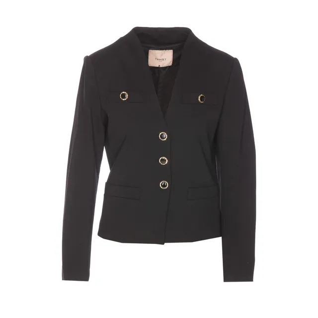 FARAONA CADY SINGLE-BREASTED BLAZER WITH JEWEL BUTTON 104883