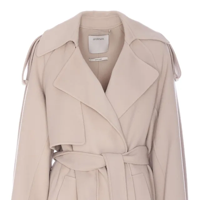 トレンチコート S Max Mara JIM DROP-PROOF CREWNECK TWILL TRENCH Water-repellent twill crew-neck trench coat, sand | 