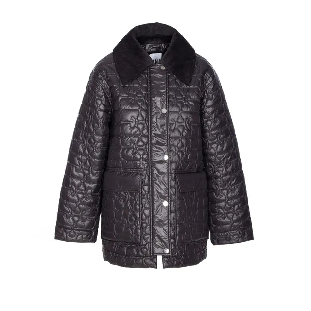 BLACK SHINY QUILT MIDI JACKET W0343/252 | Bruna Rosso