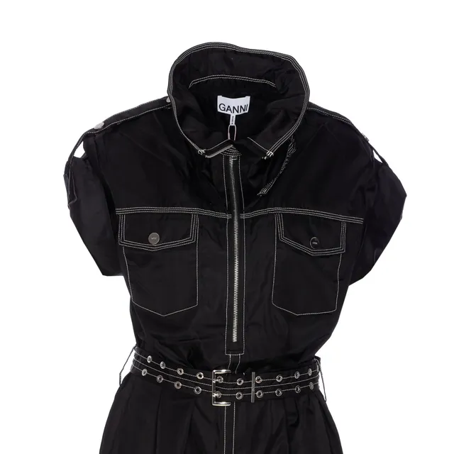 ANDRES LONG COTTON DRESS WITH UTILITY SLEEVELESS VEST 105246