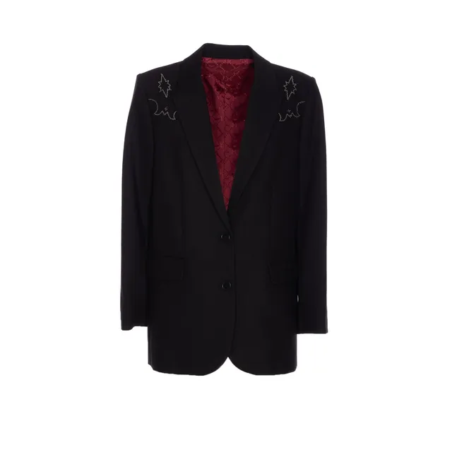 ジャケット MARNI Women Jackets GIMA0202QS TW83900N99 Black JACKET WITH MARNI EMBROIDERY GIMA0202QS/TW83900N99 | Bruna Rosso