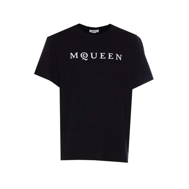 Tシャツ・カットソー MCQUEEN DEVORE' LOGO T-SHIRT Men's McQueen Logo Devoré T-shirt in Grey & Silver