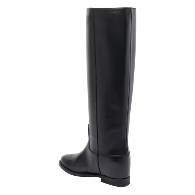 ロングブーツ VIA ROMA 15 FW25 Boots (2568 DESIRETESTA DI MORO) Via Roma 15 boot in black leather with gold 