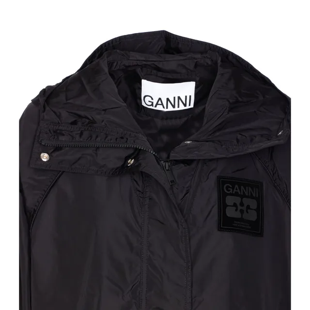 ジャケット Ganni FW25 QUILTED MIDI JACKET (W0343 252) Phantom Black Shiny Quilt Midi Jacket | GANNI US