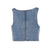 RHINESTONE DENIM CROP TOP
