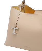 MEDIUM LEATHER HANDBAG WITH T TIMELESS CHARM