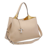 MEDIUM LEATHER HANDBAG WITH T TIMELESS CHARM