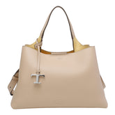 MEDIUM LEATHER HANDBAG WITH T TIMELESS CHARM