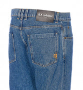PANTALONE IN DENIM REGULAR CON LOGO BALMAIN PB