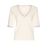 STRASS SHORT SLEEVES SWEATER
