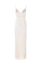 RED CARPET DRESS WITH EMBROIDERED CRYSTALS