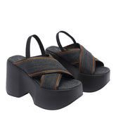 DENIM PLATEAU SANDALS