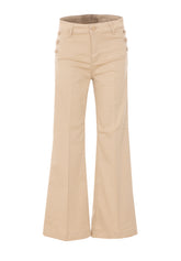 FLARE TROUSERS WITH LOGO BUTTONS