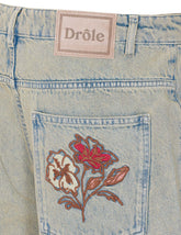 BERMUDA IN JEANS DUSTY BRODE FLEURS