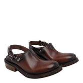SABOT IN PELLE CON LOGO MIU MIU