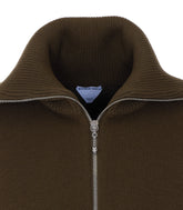 WOOL AND COTTON ZIP UP CARDIGAN