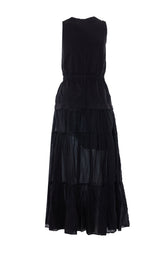CASARSA LONG DRESS WITH RUFFLE AND RIBBONS