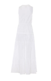 CASARSA LONG COTTON DRESS WITH RUFFLE AND RIBBONS