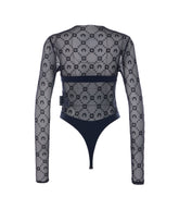 MOONOGRAM MESH FLOCK BODYSUIT TOP