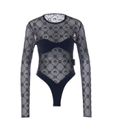 MOONOGRAM MESH FLOCK BODYSUIT TOP
