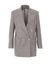 OLIMPIA CHEVRON LINEN DOUBLE BREASTED BLAZER