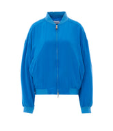 BLOUSON CON ZIP IN POPELINE DI SETA CON RICAMO LOGO VERSACE