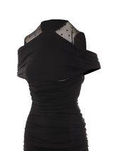 ABITO MIDI ASIMMETRICO IN CREPE DI JERSEY CON DETTAGLIO MOON