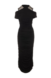 ABITO MIDI ASIMMETRICO IN CREPE DI JERSEY CON DETTAGLIO MOON