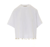 PALMAS CROP T-SHIRT WITH EMBROIDERED PEARLS