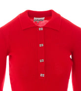 POLO SHIRT IN RED MERINO WITH LOGO BUTTONS
