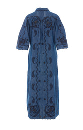 ASTER EMBROIDERED MIDI DRESS