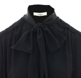MAXI BLUSA LAVALLIÈRE ARRICCIATA IN CRÊPE DE CHINE
