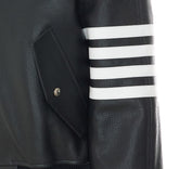 OVERSIZED LEATHER BOMBER WITH 4-BAR